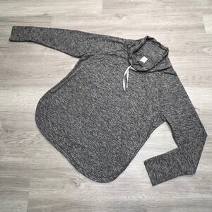 Favorite Soft Funnel Neck Pullover Women's Size L Heather Grey Drawstring